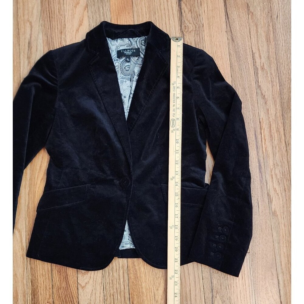 Talbots Velvet Blazer Jacket Women 0 0p Petites Black Cotton Single Vent Formal - Picture 5 of 10